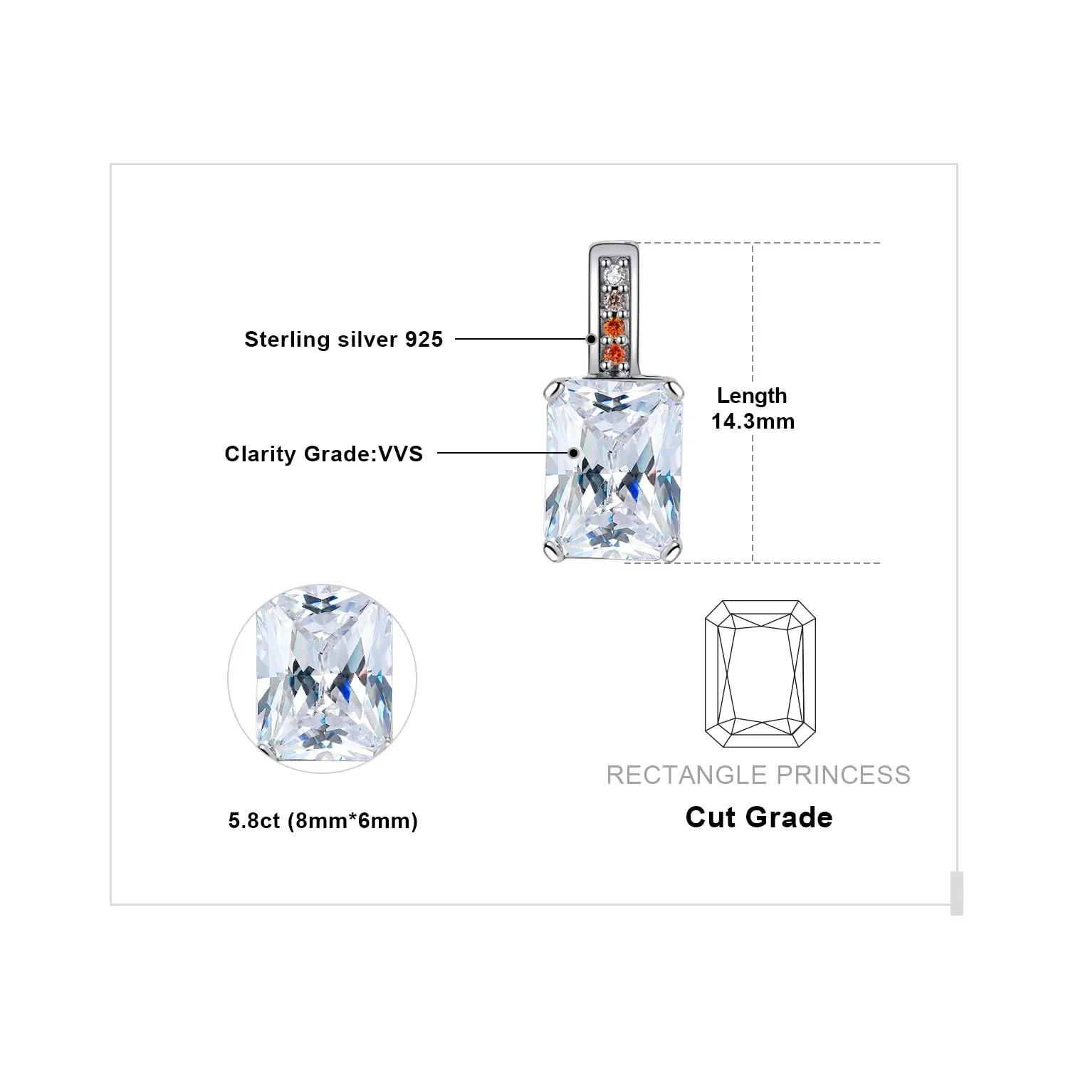 JewelryPalace Gioco 5.8ct orecchini argento zirconia arancione
