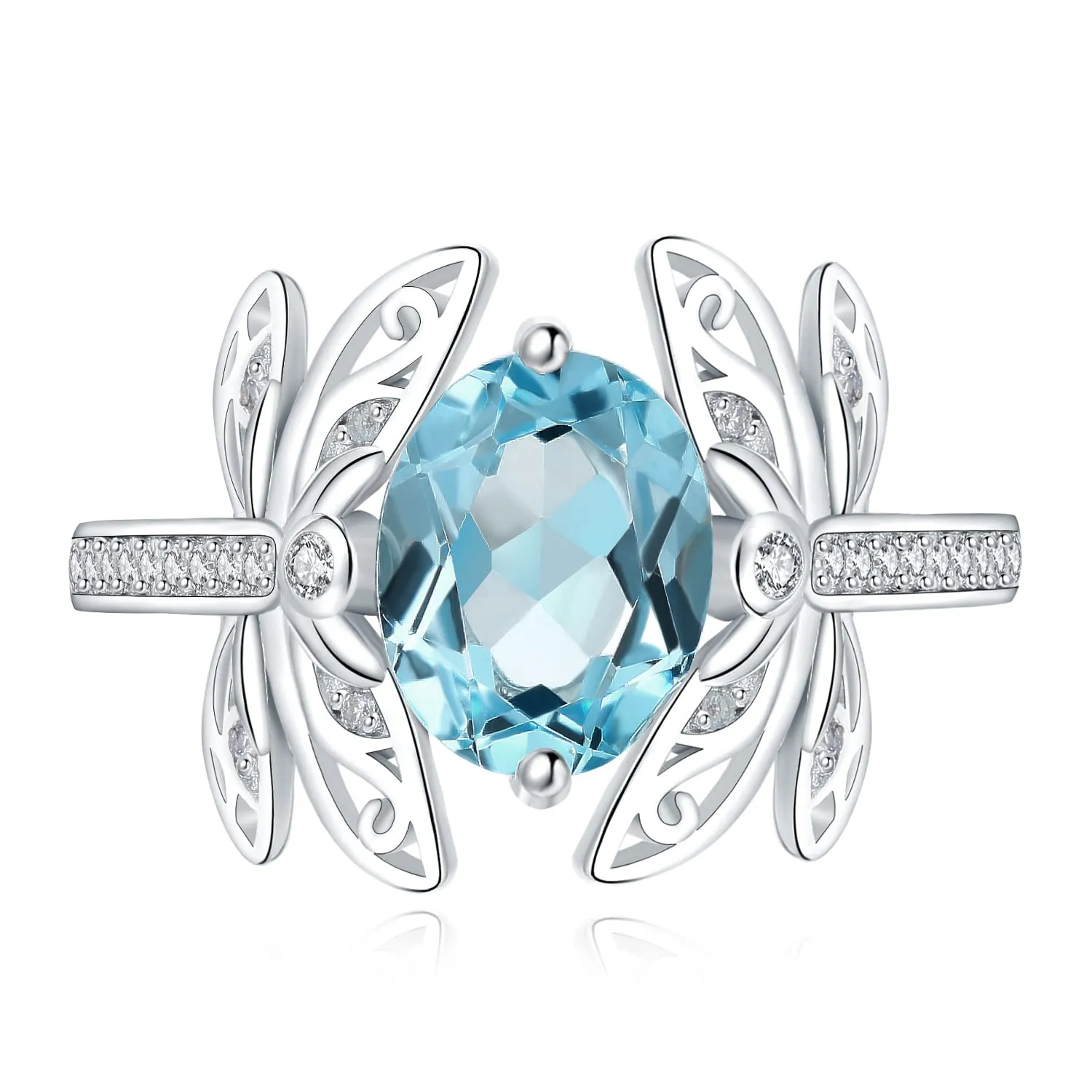 JewelryPalace 3.6ct Libellula anello argento 925 topazio
