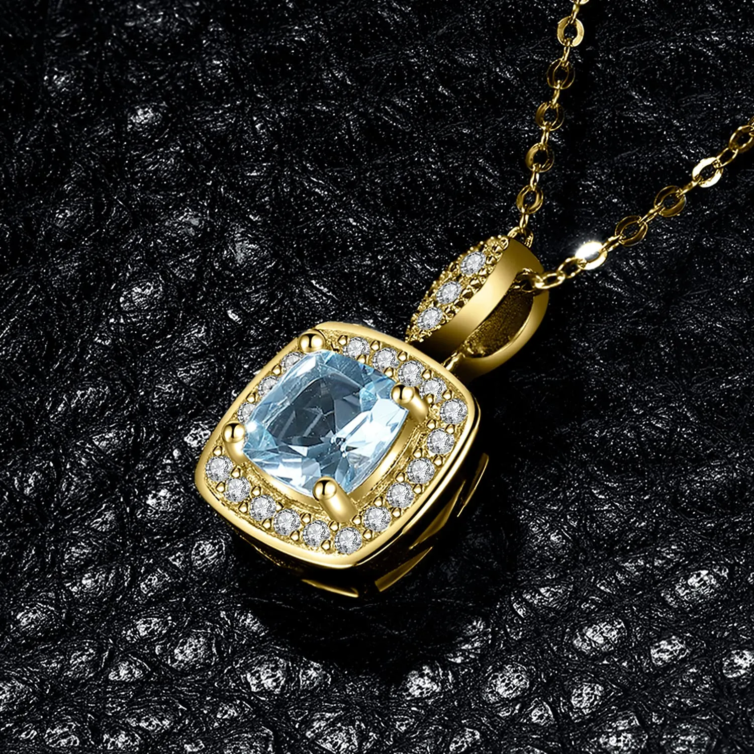 JewelryPalace Halo 1.2ct Collana topazio azzurro argento
