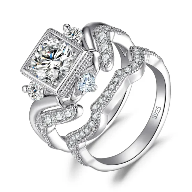JewelryPalace Farfalla anello cuore argento 925 tre pietre zirconia