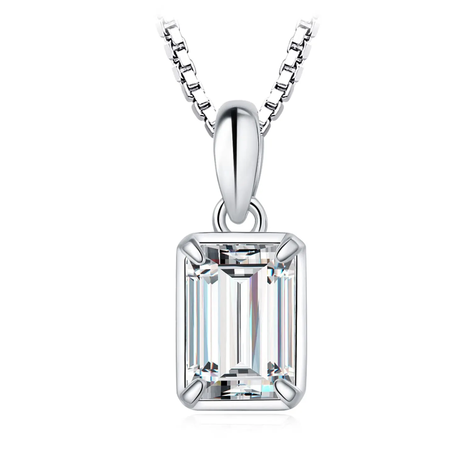 JewelryPalace 1ct Collana Solitario Moissanite Oro Rosa 45cm