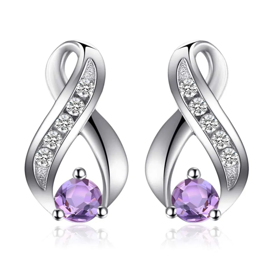 JewelryPalace Infinito Orecchini Argento Ametista Viola 0.29ct