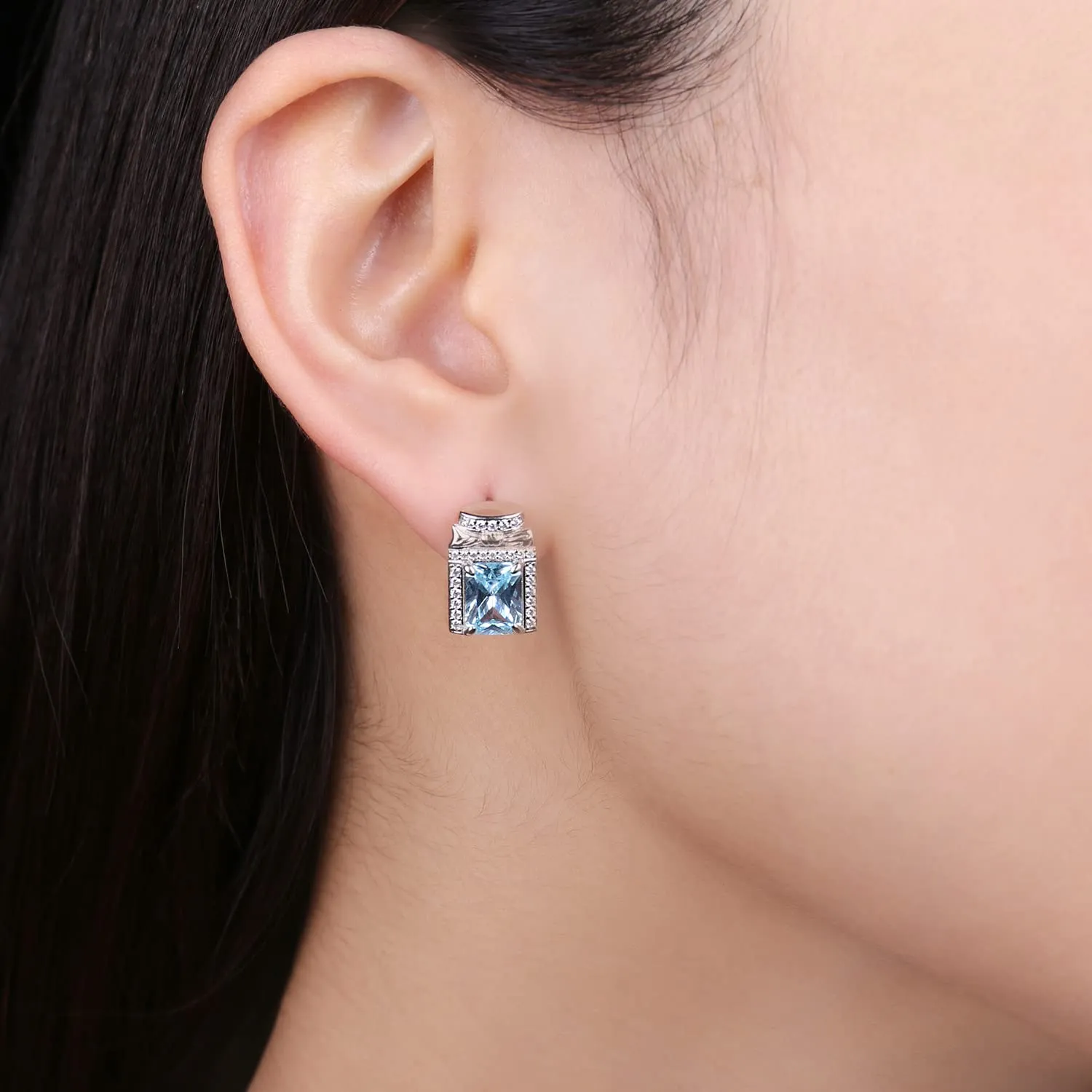 JewelryPalace Profumo 5.4ct orecchini argento 925 zirconia azzurra