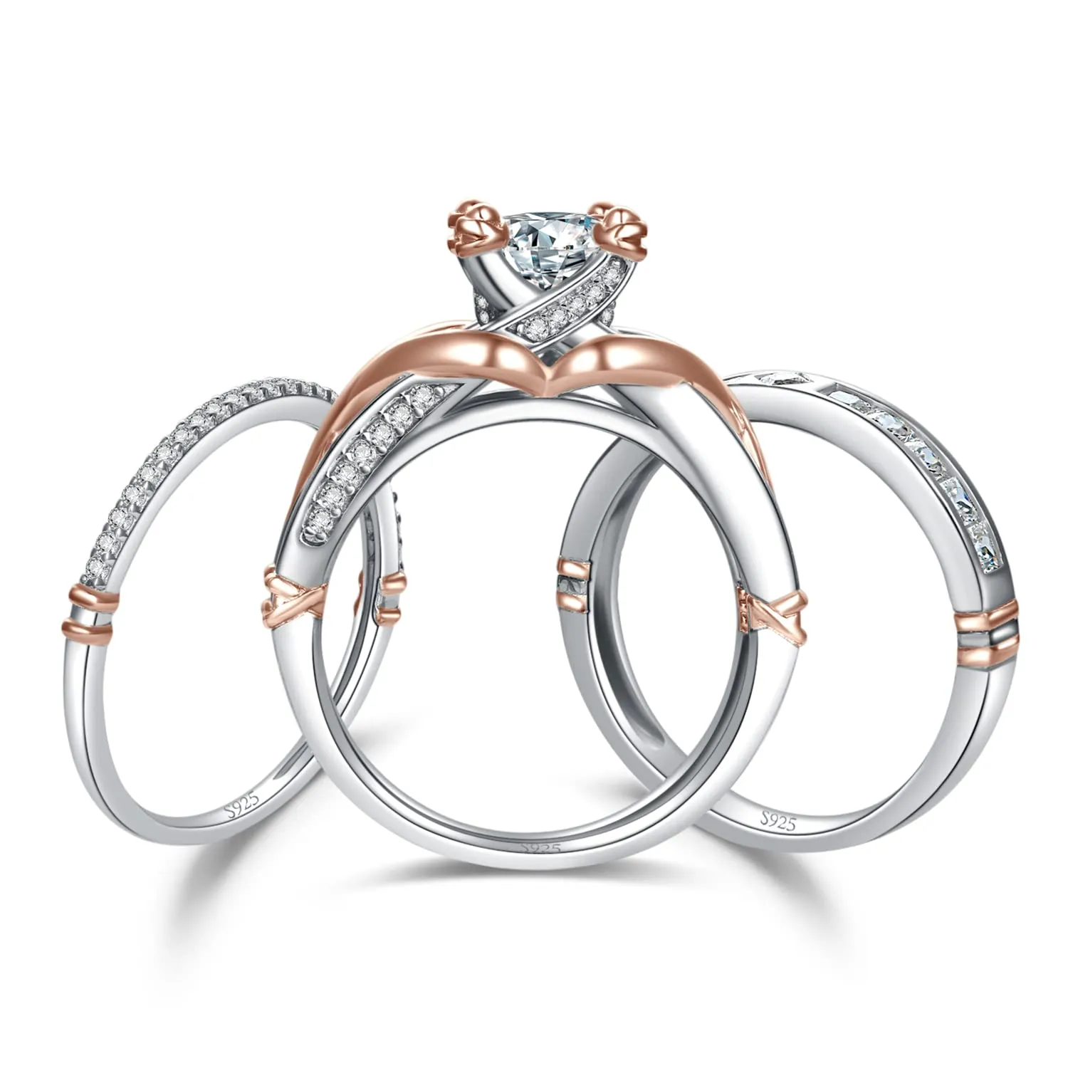 JewelryPalace Cuore Puzzle anello solitario argento 925 zirconia