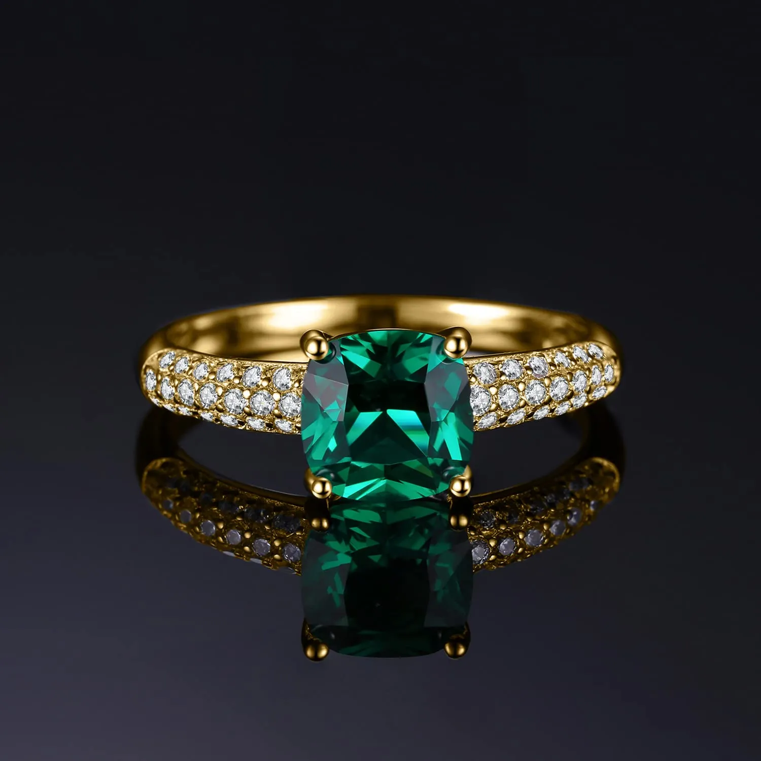JewelryPalace 1.8ct Anello Argento Dorato Smeraldo Verde