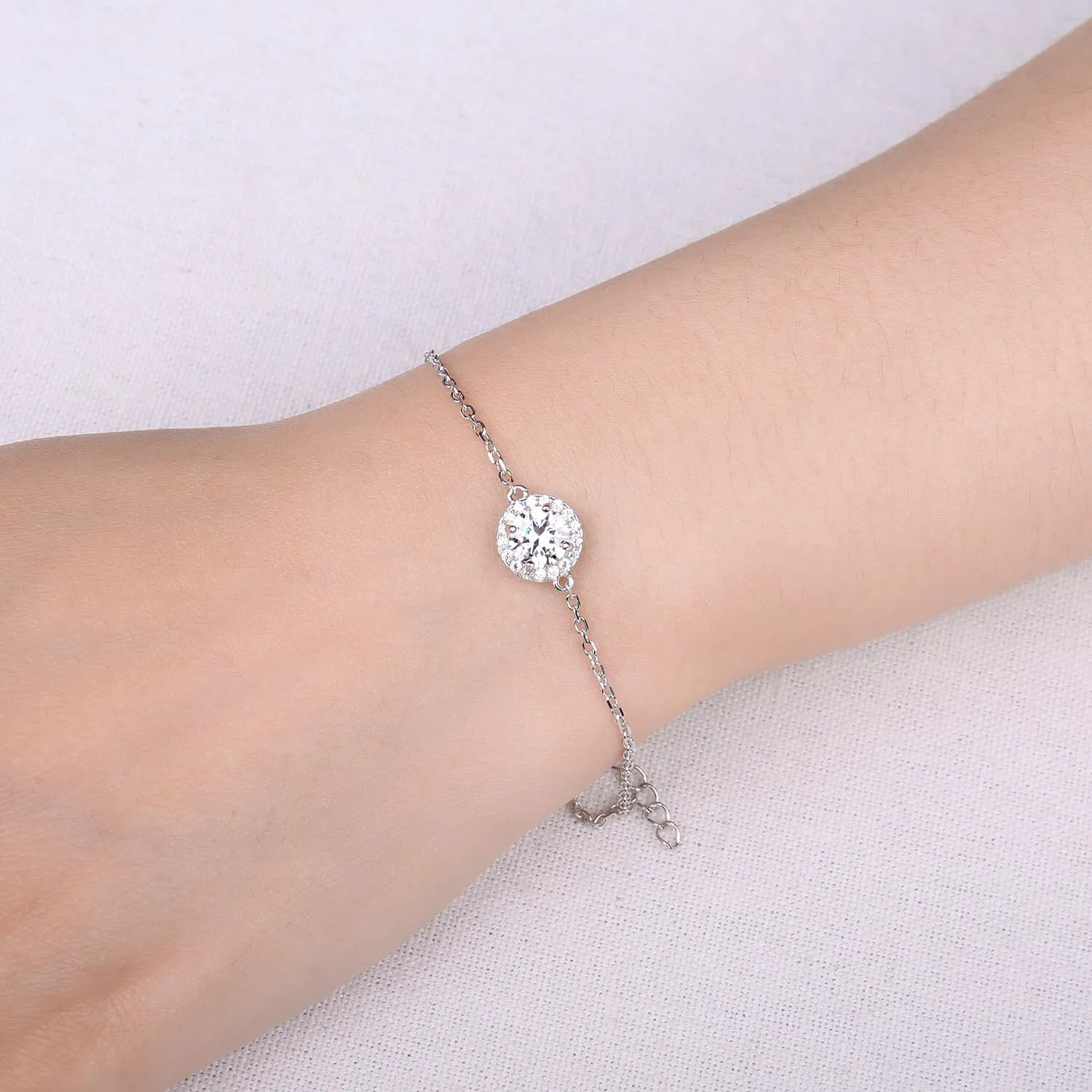 JewelryPalace bracciale halo zirconia bianca argento 1ct