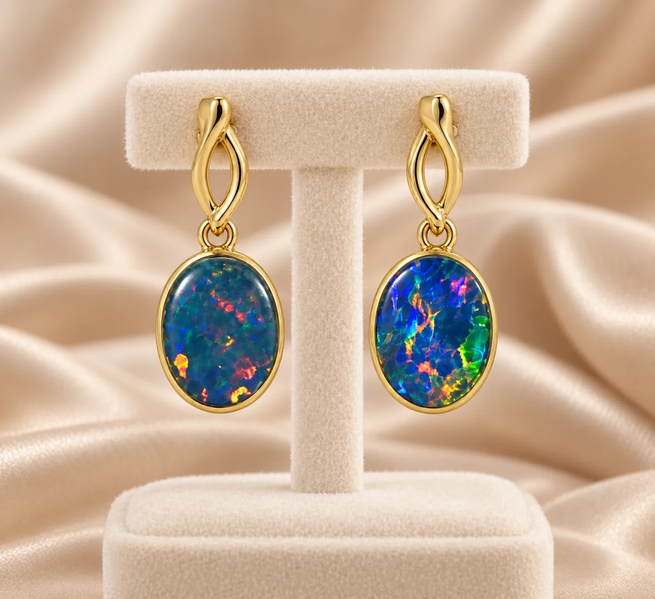 Victoria Jane Oval Opal orecchini oro 9ct opale