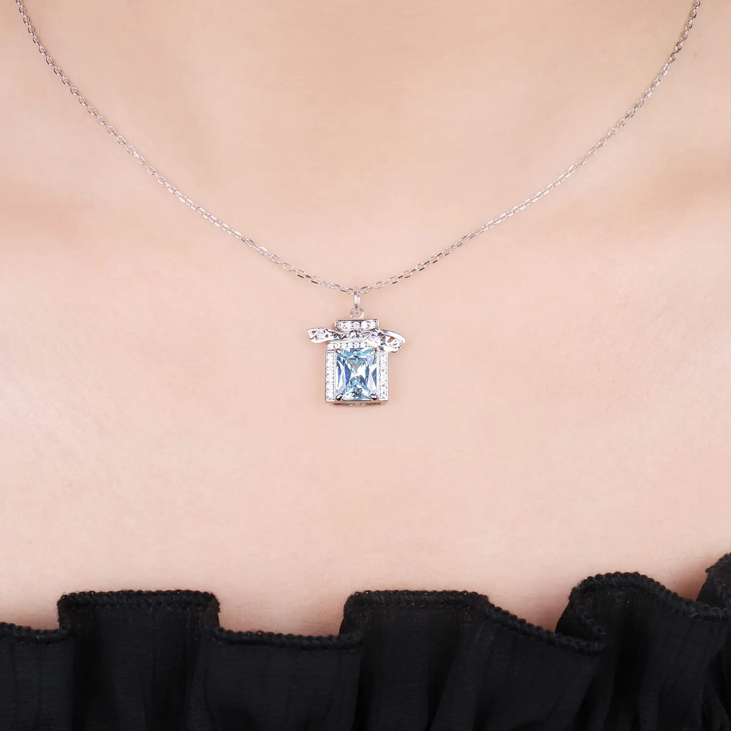 JewelryPalace Profumo 3.7ct collana argento zircone azzurra 45cm