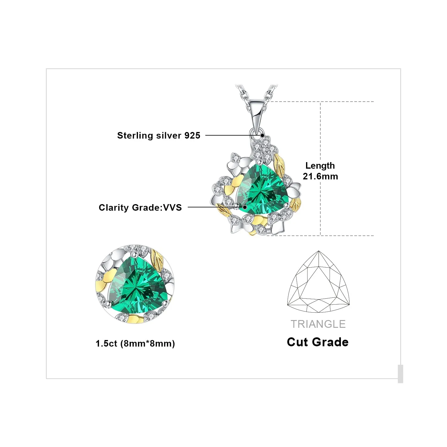 JewelryPalace Budino 1.7ct collana dorata smeraldo verde
