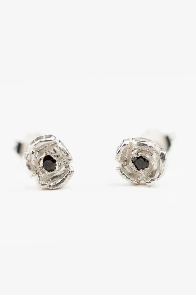 Flor Rubaja Mini Rose orecchini argento granato 8 mm