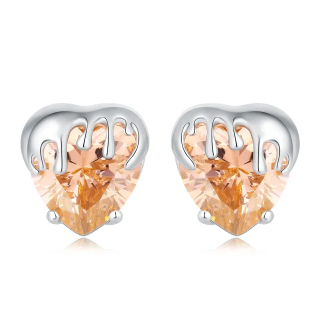 JewelryPalace Ape 9.2ct Orecchini Bottone Argento Cuore Arancione