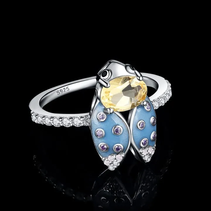 JewelryPalace Cicala 1.1ct anello argento 925 citrino smaltato