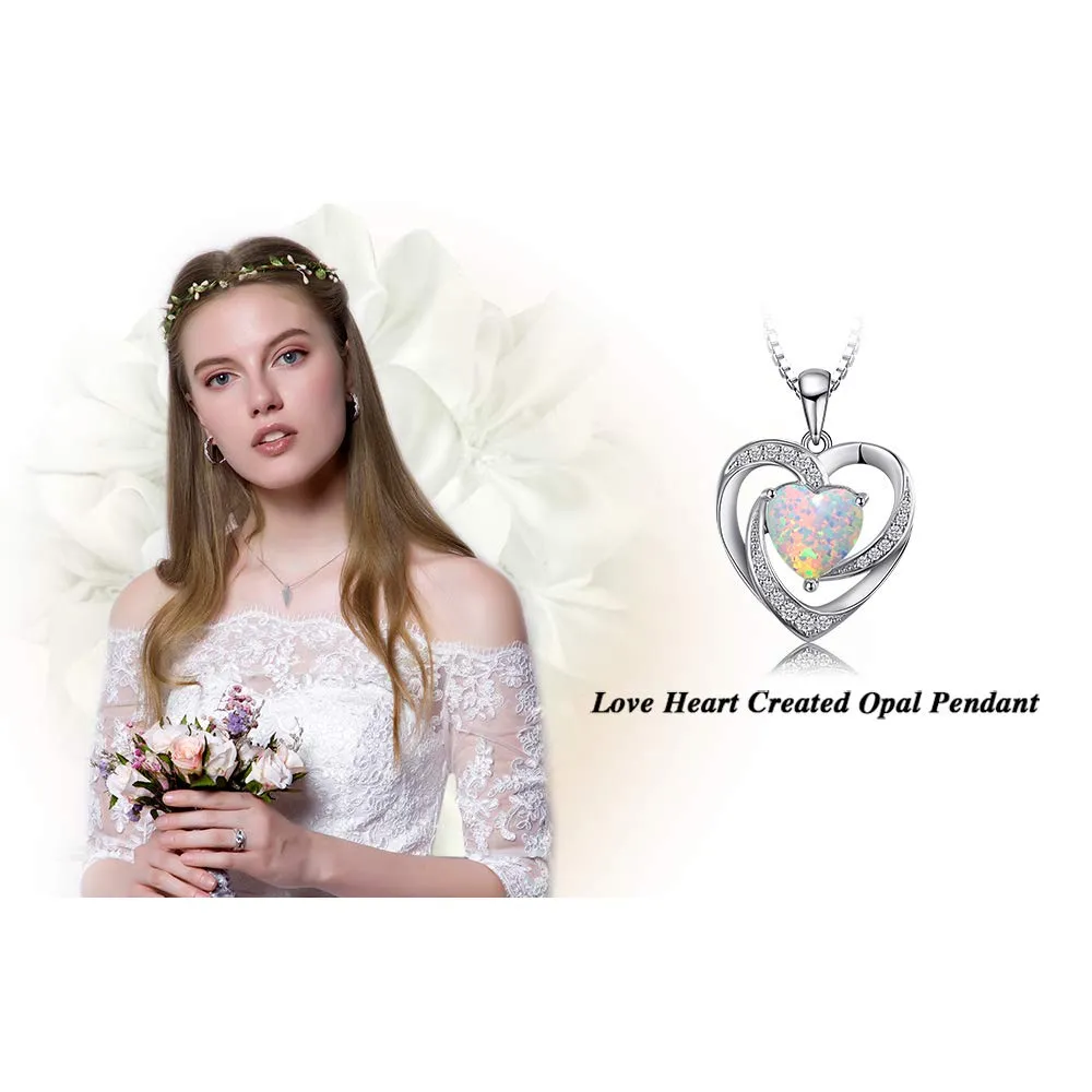 JewelryPalace 2.5ct Cuore collana argento opale 45cm