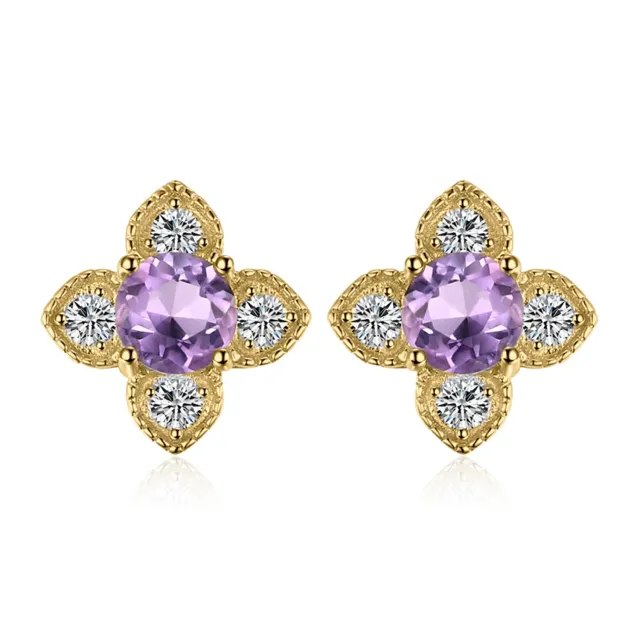 JewelryPalace Fiore Cuore Orecchini Ametista Oro Giallo