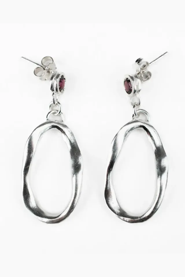 Flor Rubaja Jewelry Wave orecchini argento 925 granati 4,5 cm