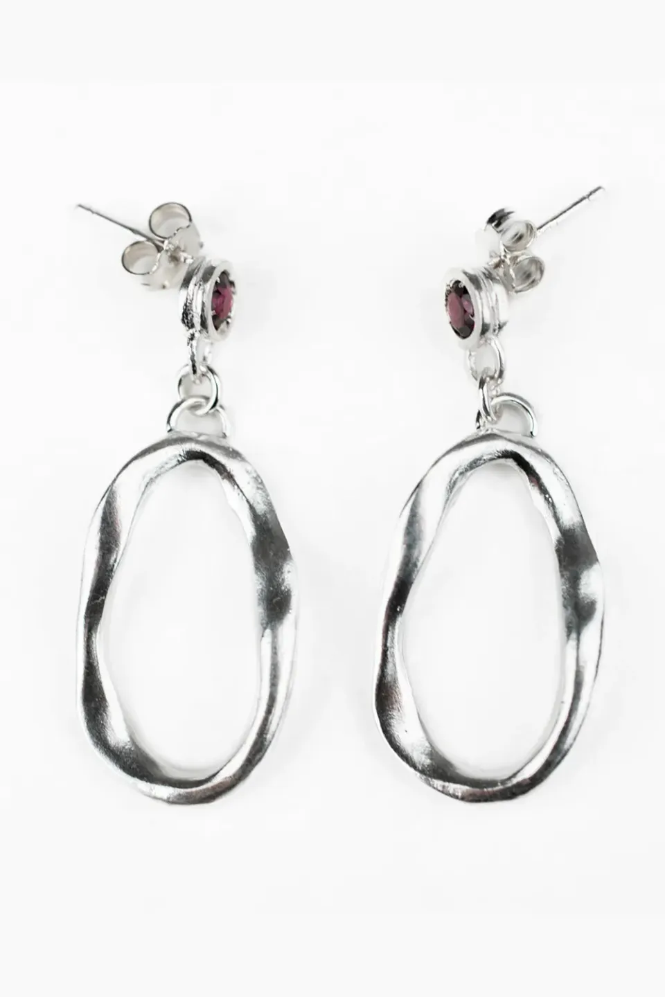 Flor Rubaja Jewelry Wave orecchini argento 925 granati 4,5 cm