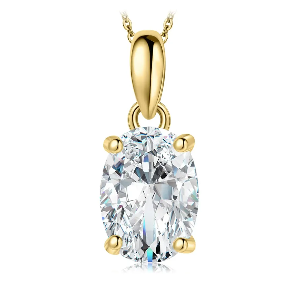 JewelryPalace 2ct Moissanite Collana Oro 45cm Pietra Ovale