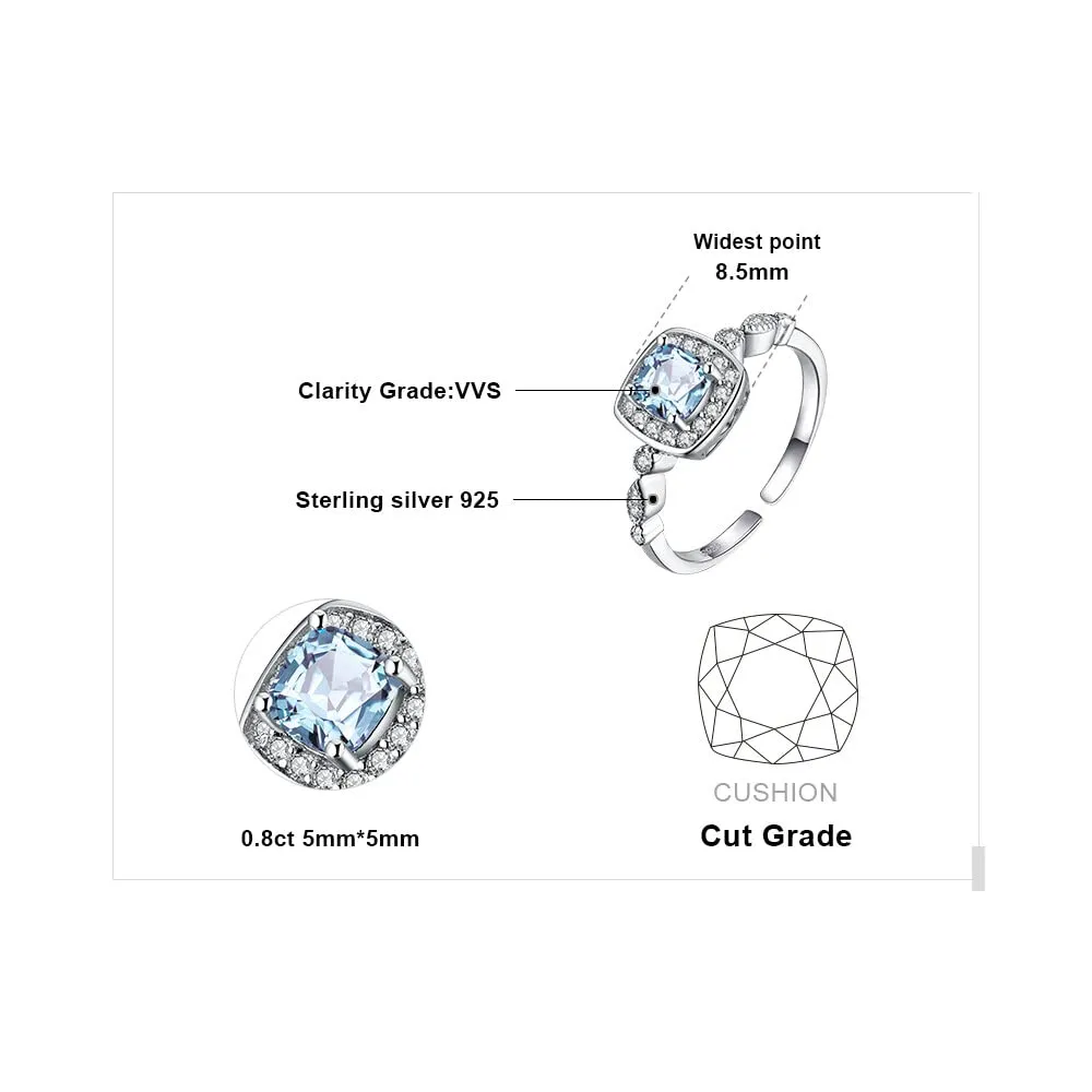 JewelryPalace Halo anello argento 925 topazio azzurro