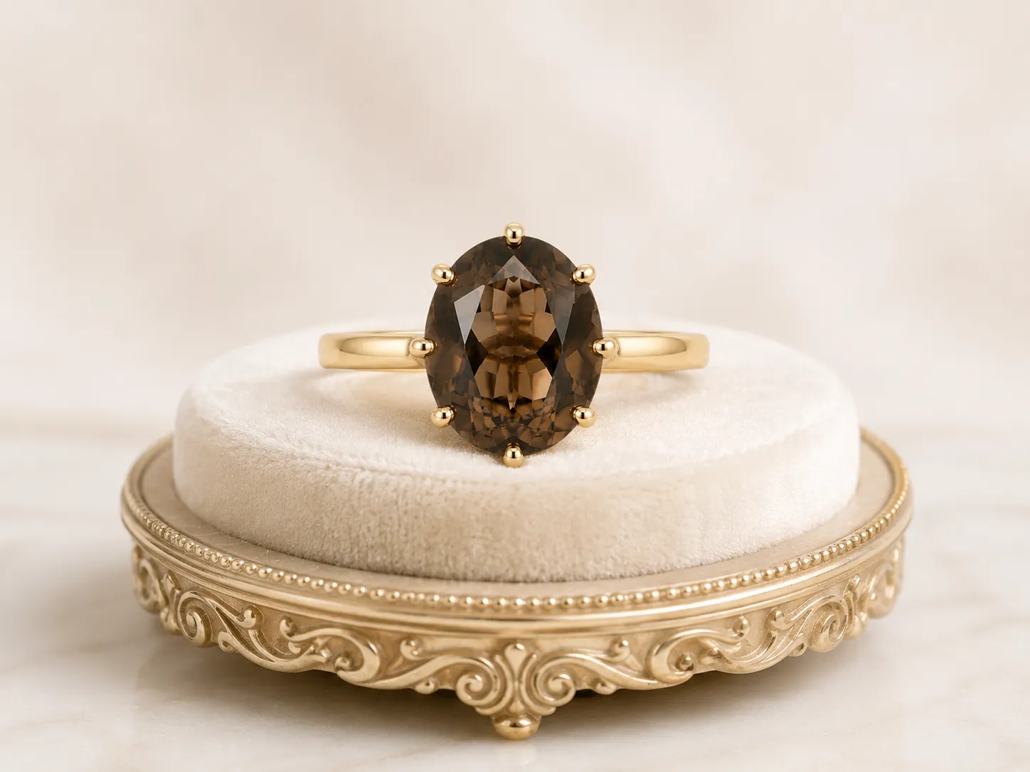 Victoria Jane Smoky Quartz anello oro 9ct quarzo fume