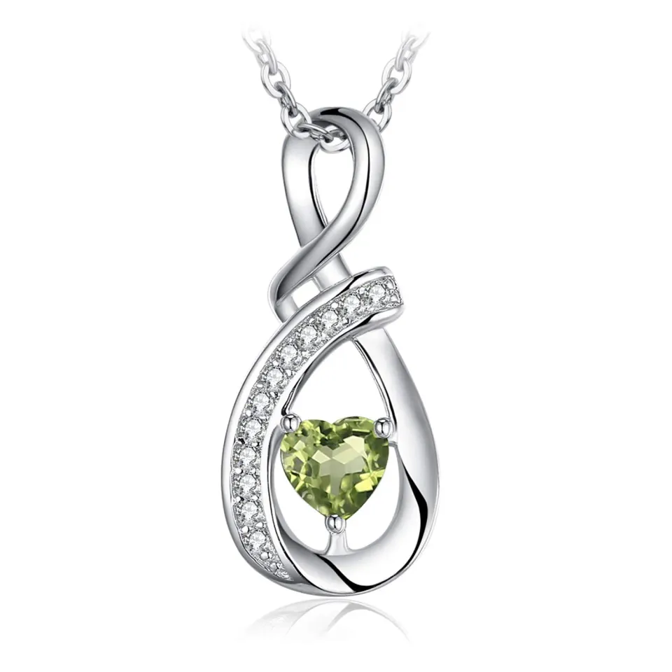 JewelryPalace Infinito Collana Argento 925 Peridoto Cuore 45cm