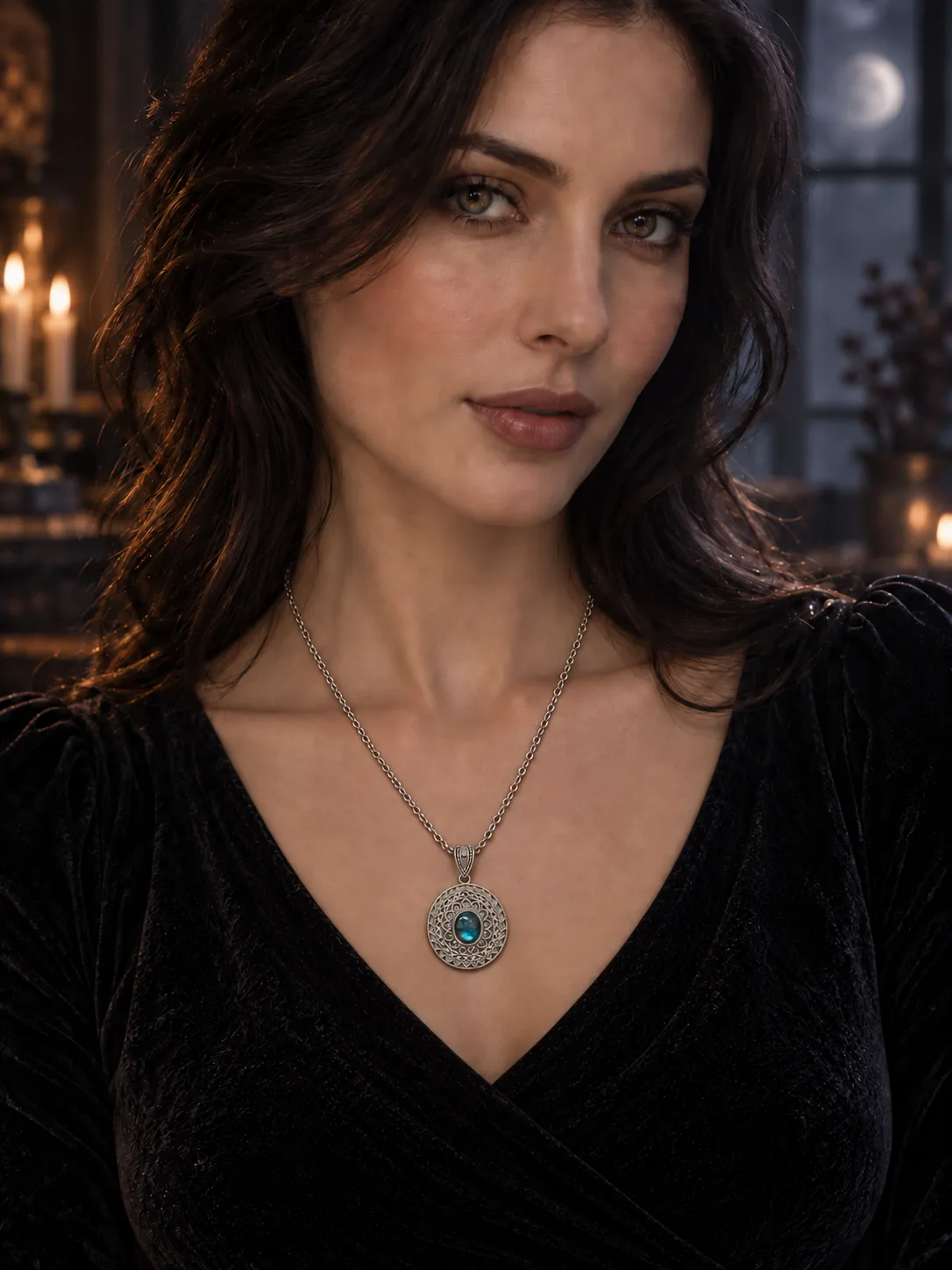 Victoria Jane Labradorite ciondolo argento catena 66 cm