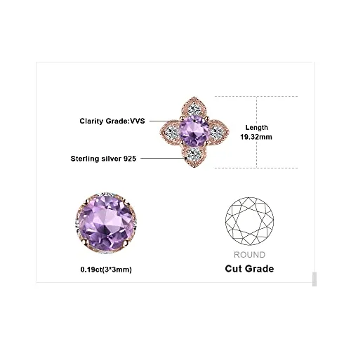 JewelryPalace Fiore Orecchini Ametista Viola Tre Ori Argento