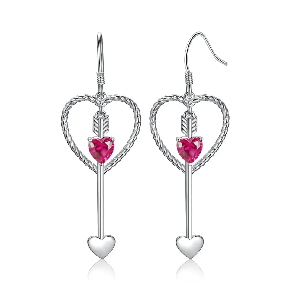 JewelryPalace Cuore Rosso 1.8ct orecchini argento zirconia