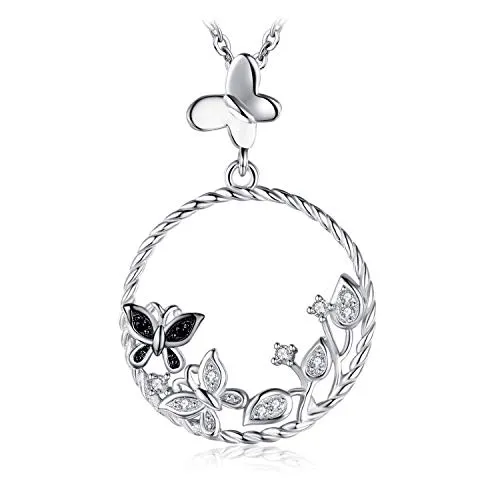 JewelryPalace Farfalla Collana Argento 925 spinello nero 45 cm