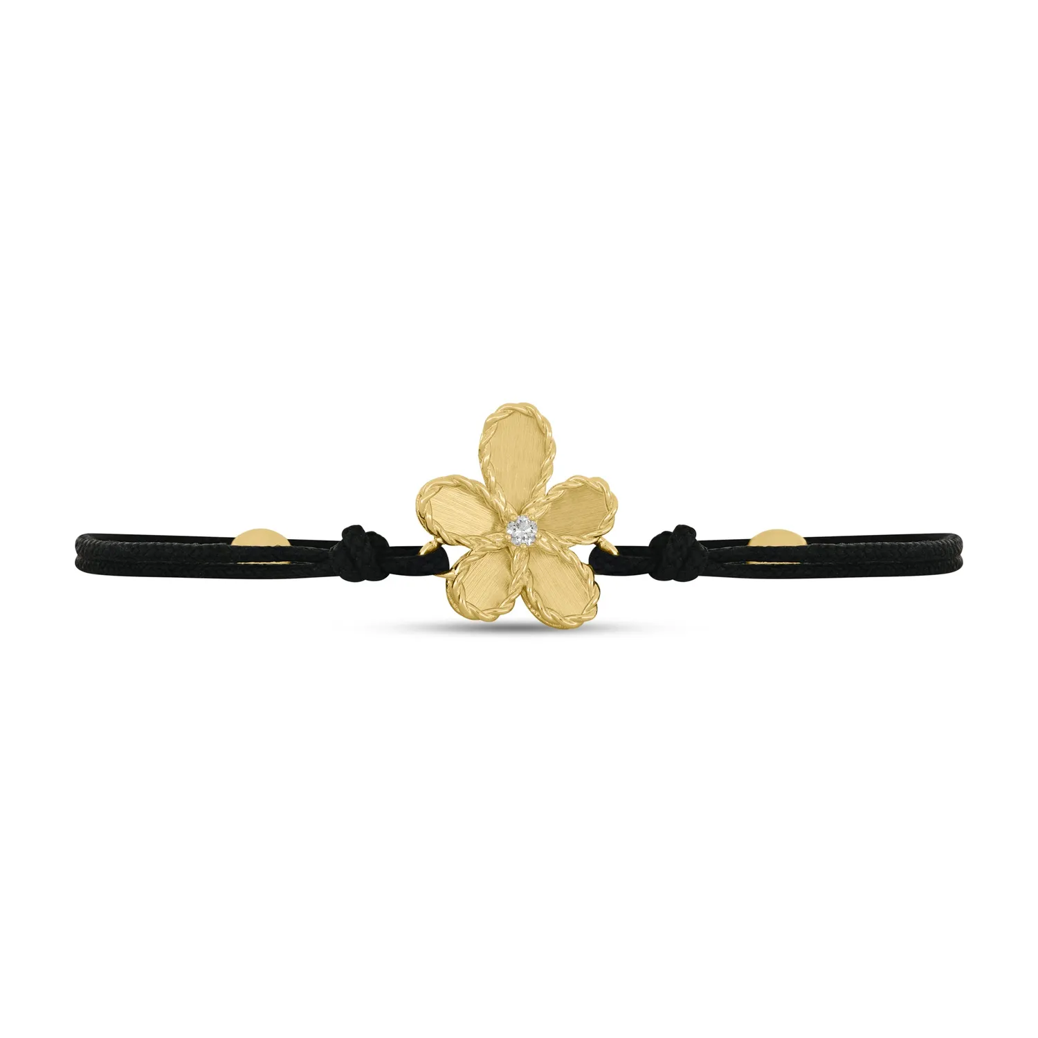 Roberto Coin Jasmine bracciale diamante oro giallo cotone seta