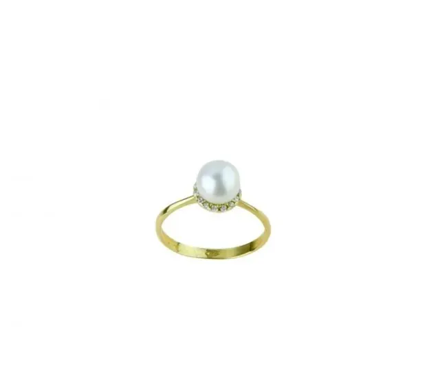 Gioielli Celiento Anello Oro Giallo 18kt con Perla e Zircone