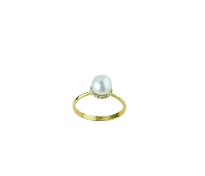 Gioielli Celiento Anello Oro Giallo 18kt con Perla e Zircone