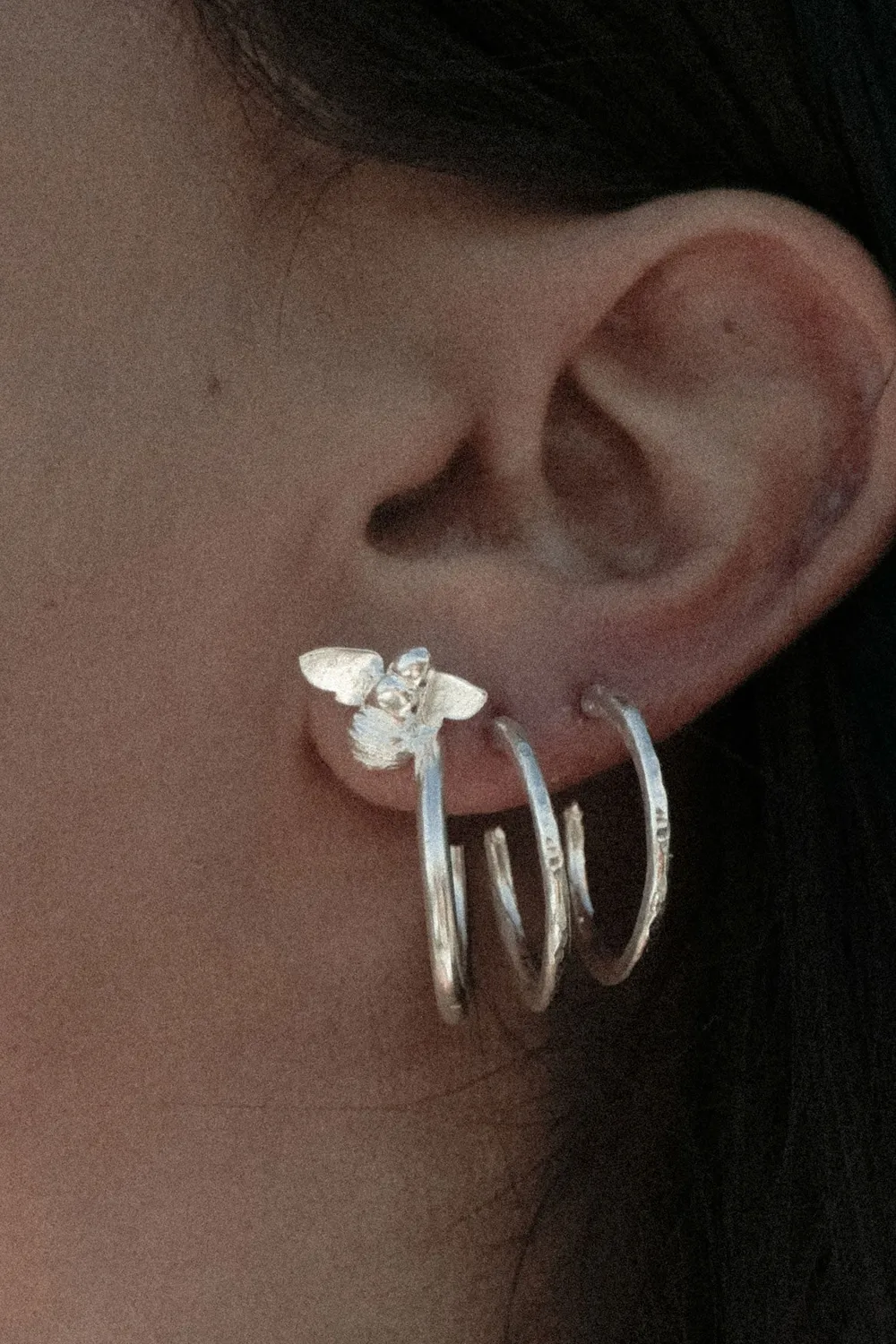 Flor Rubaja Jewelry Ape orecchini cerchio argento 925 23 mm