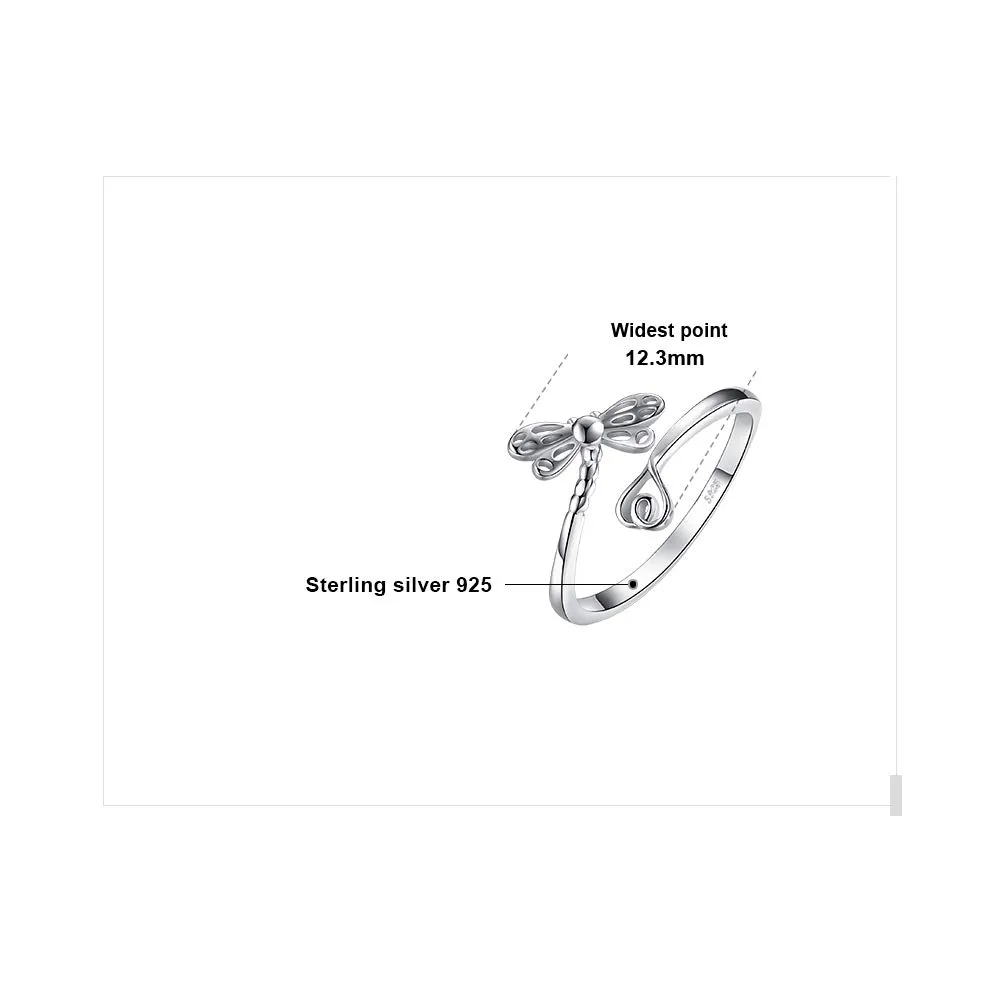 JewelryPalace Libellula Anello Aperto Argento Regolabile
