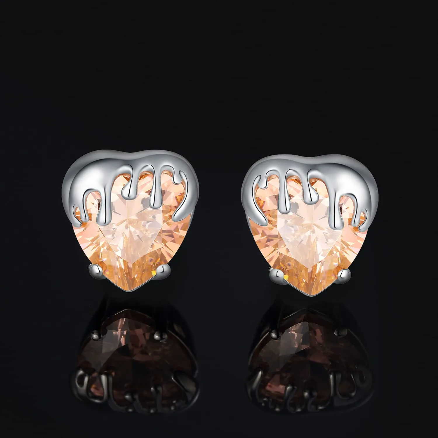 JewelryPalace Ape 9.2ct Orecchini Bottone Argento Cuore Arancione