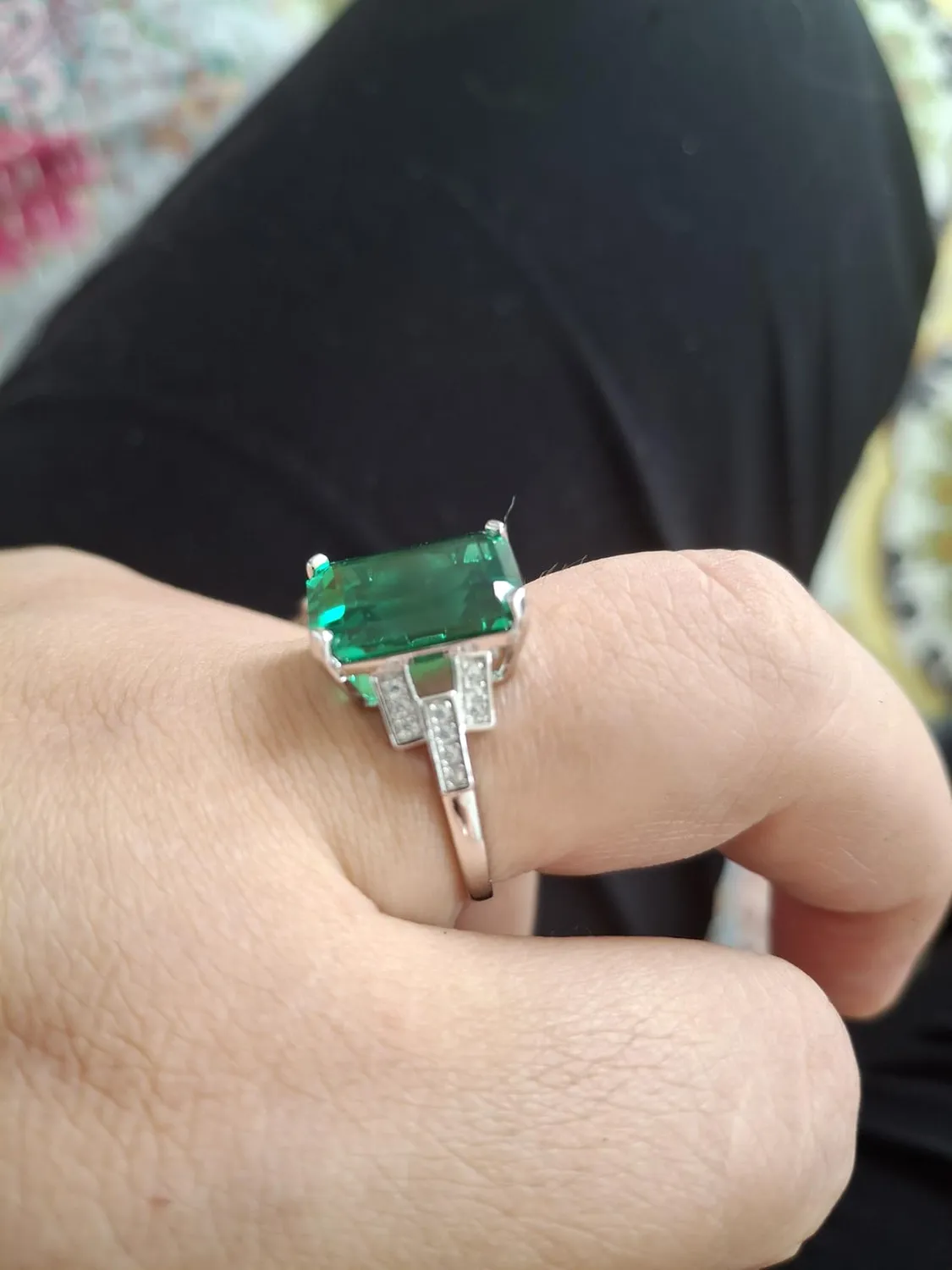 JewelryPalace 5.9ct Rettangolo anello cocktail argento verde