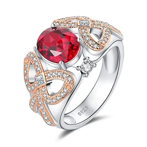 JewelryPalace Art Deco 2.4ct anello argento rubino ovale