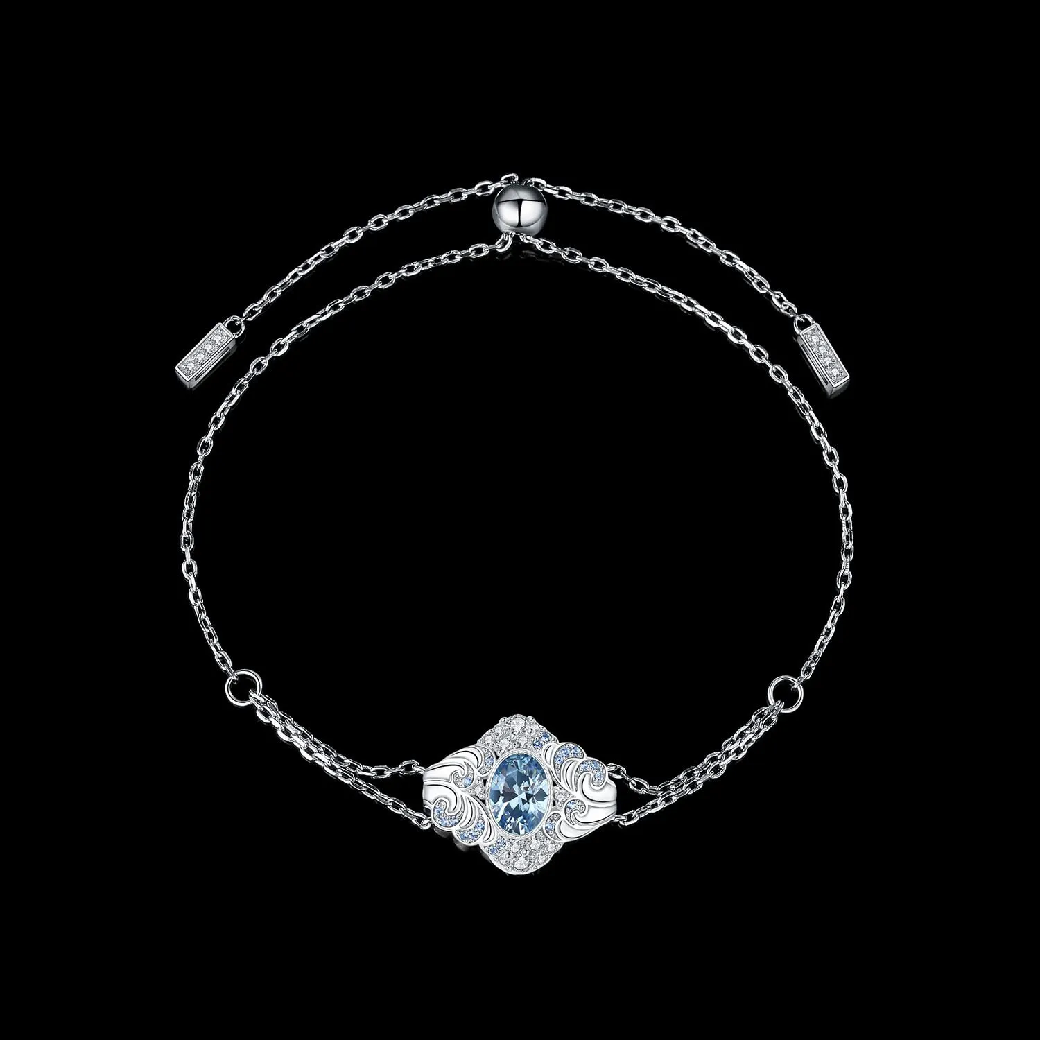 JewelryPalace Onda Mare 0.6ct bracciale argento zirconia azzurra
