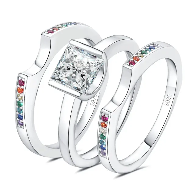 JewelryPalace 1.24ct Arcobaleno 3 anelli argento