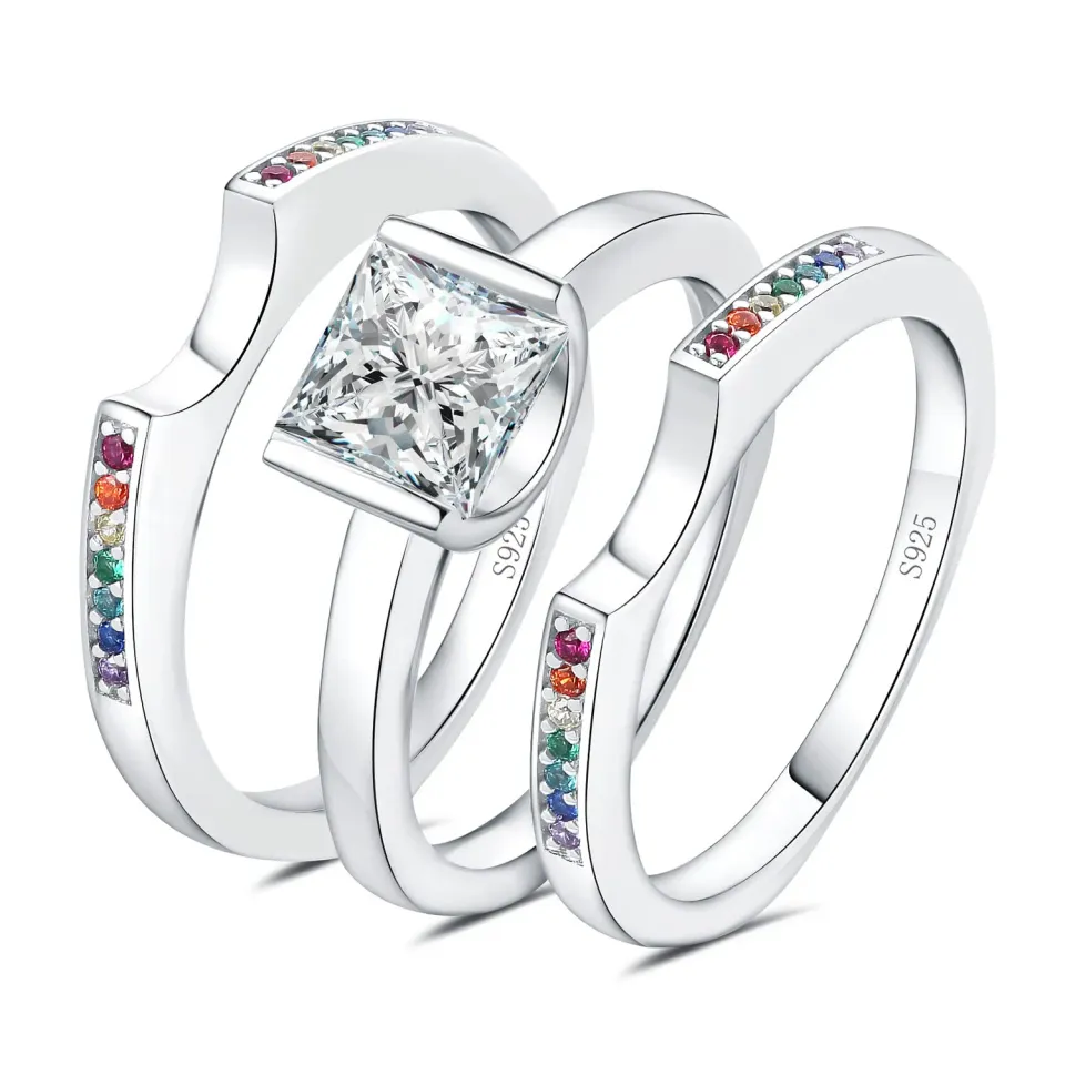 JewelryPalace 1.24ct Arcobaleno 3 anelli argento