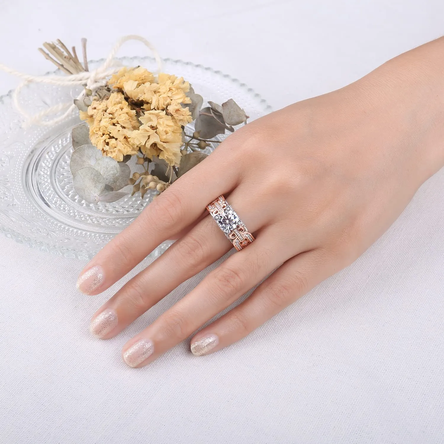 JewelryPalace Infinito anello fidanzamento argento zirconia oro rosa