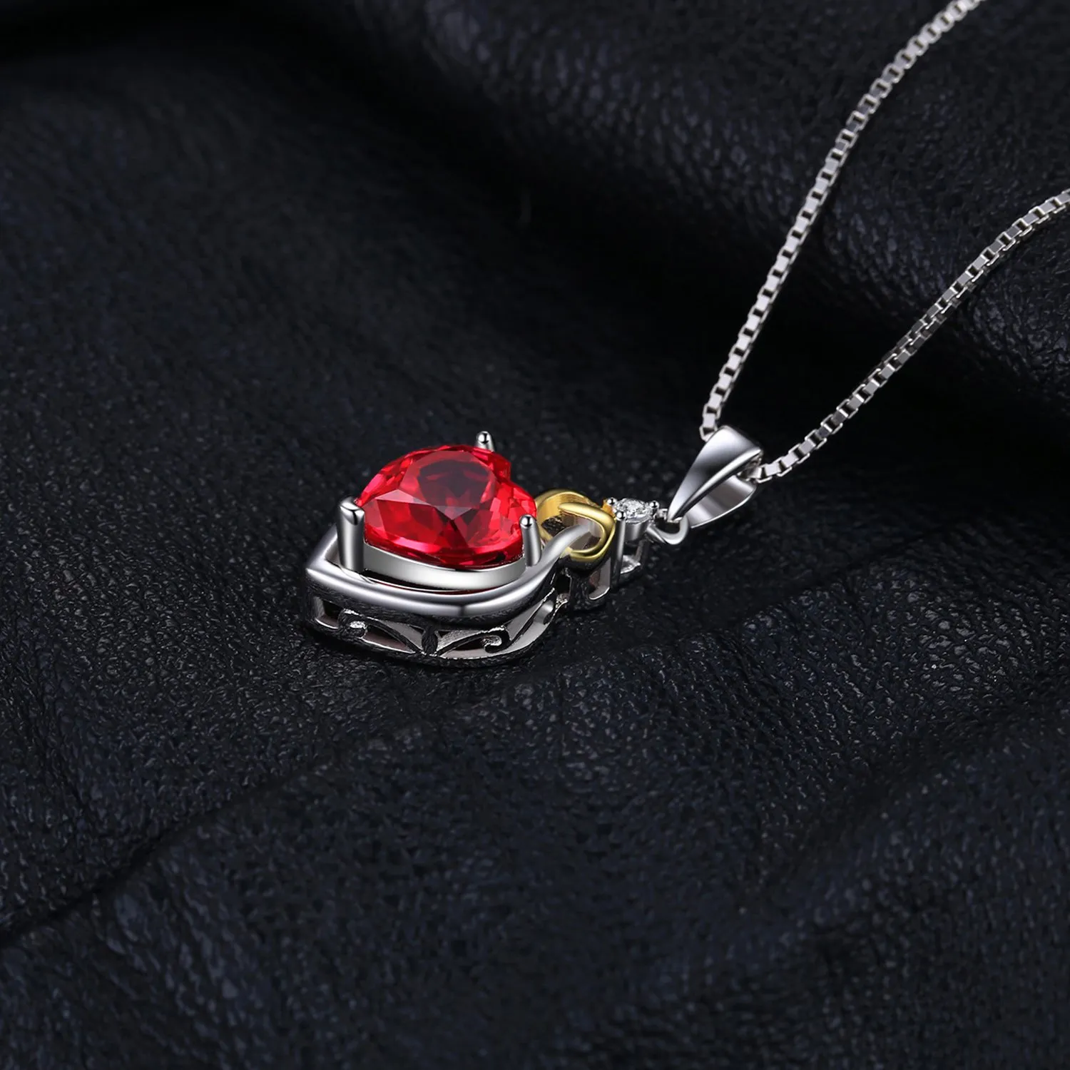 JewelryPalace 2.5ct Rubino Cuore Collana Argento 45cm