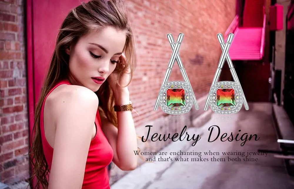 JewelryPalace Orecchini Donna Argento 2.5ct Sushi Tormalina