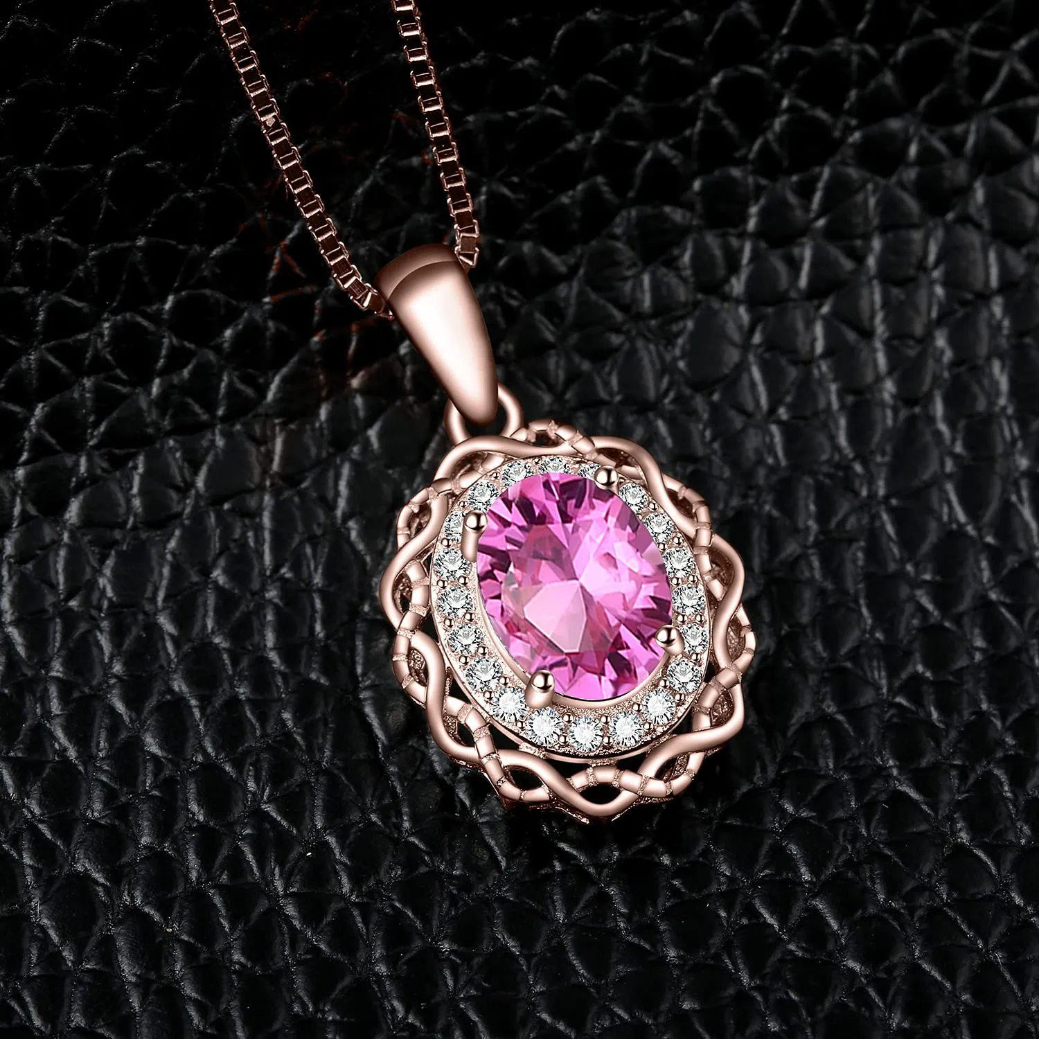 JewelryPalace Vintage Halo Infinito collana argento topazio rosa