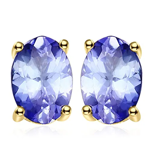JewelryPalace 1ct Tanzanite Orecchini a Bottone Oro pietra ovale