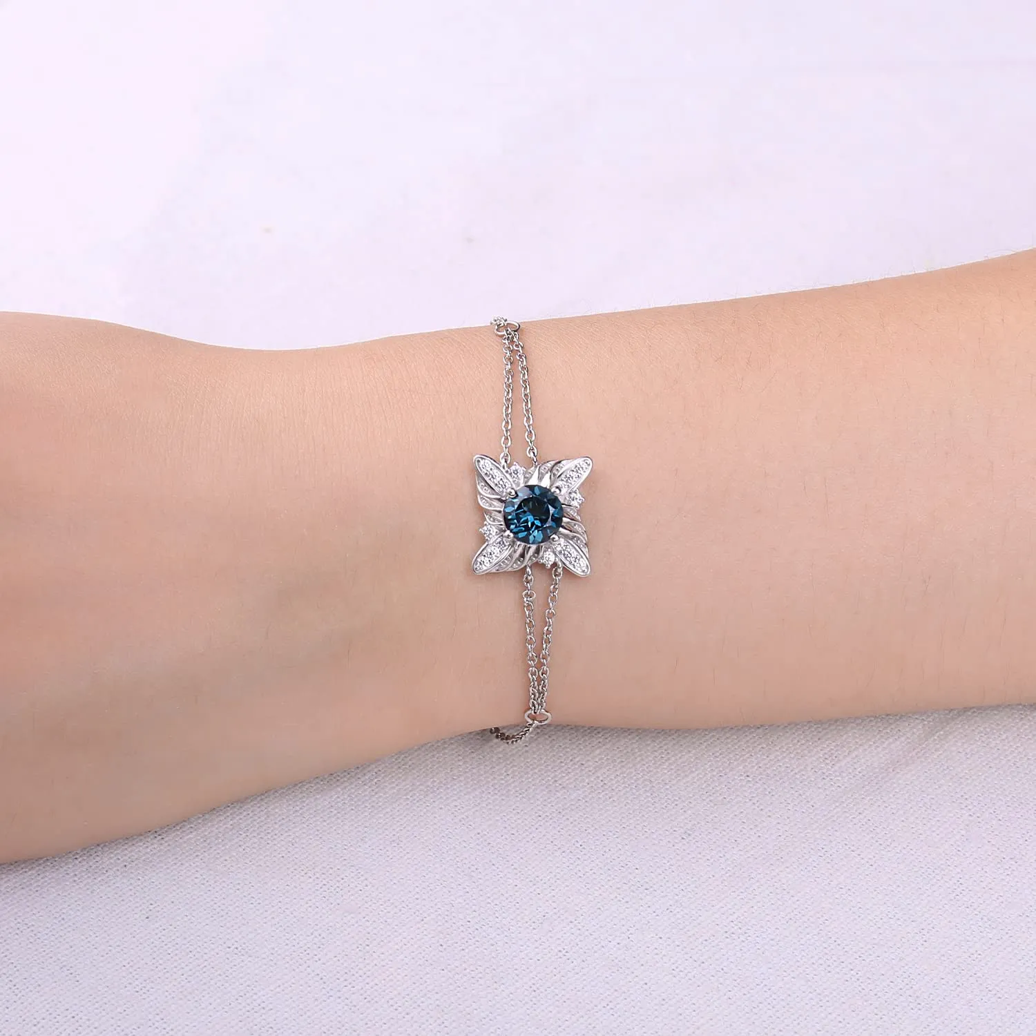 JewelryPalace Mulino a Vento Bracciale Argento Topazio Blu 2.3ct