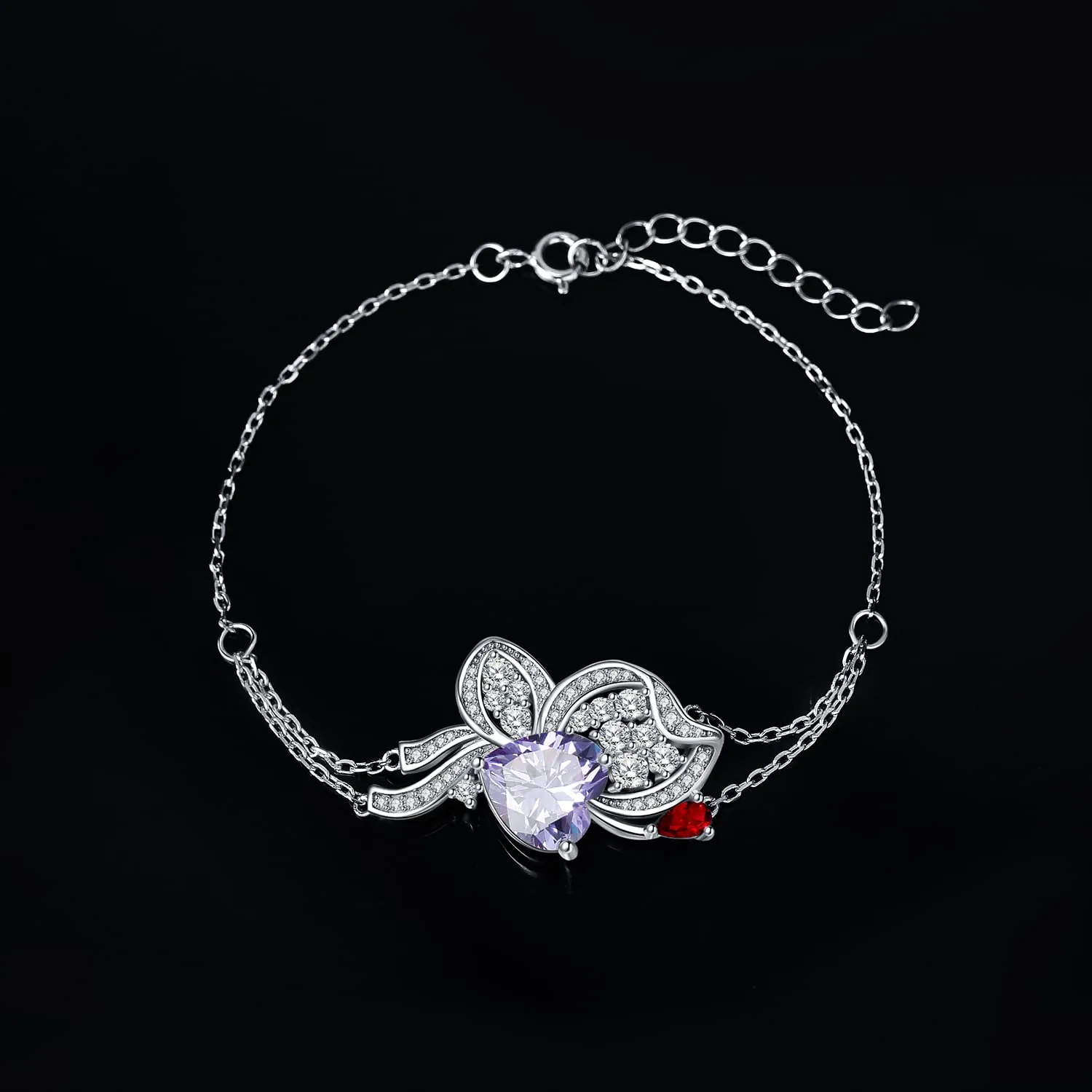 JewelryPalace Farfalla Cuore bracciale argento zirconia viola 8,1ct