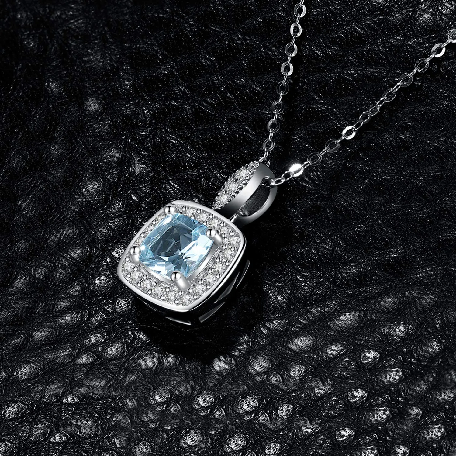 JewelryPalace 1.2ct Halo Collana Topazio Azzurro Argento 45cm