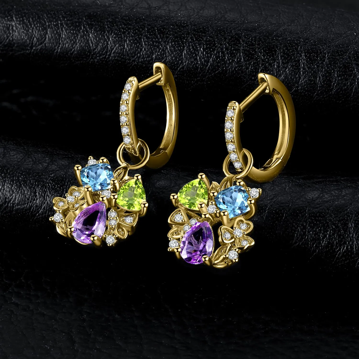 JewelryPalace Fiore Orecchini Argento Dorato Topazio Multicolor