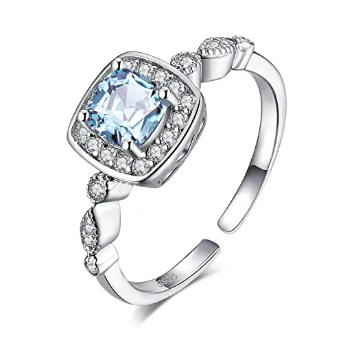 JewelryPalace Halo anello argento 925 topazio azzurro