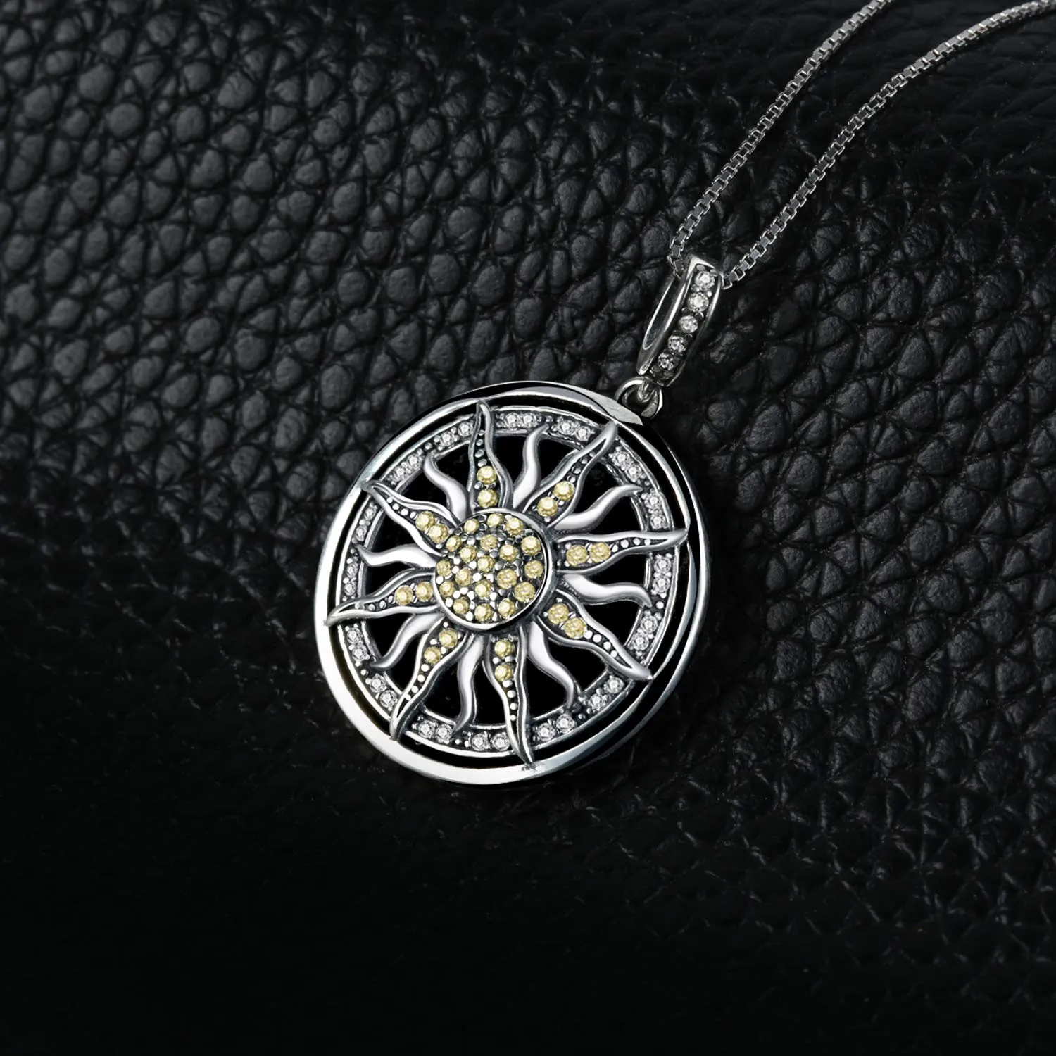 JewelryPalace Sole Collana Argento 925 Zirconia Gialla 45cm
